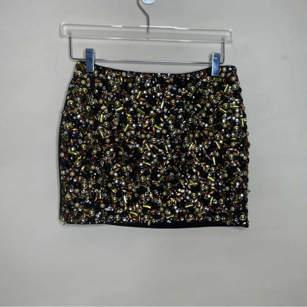 H&M SKIRT/BEADED ACCENTS IN GOLD,AMBER AND BLACK